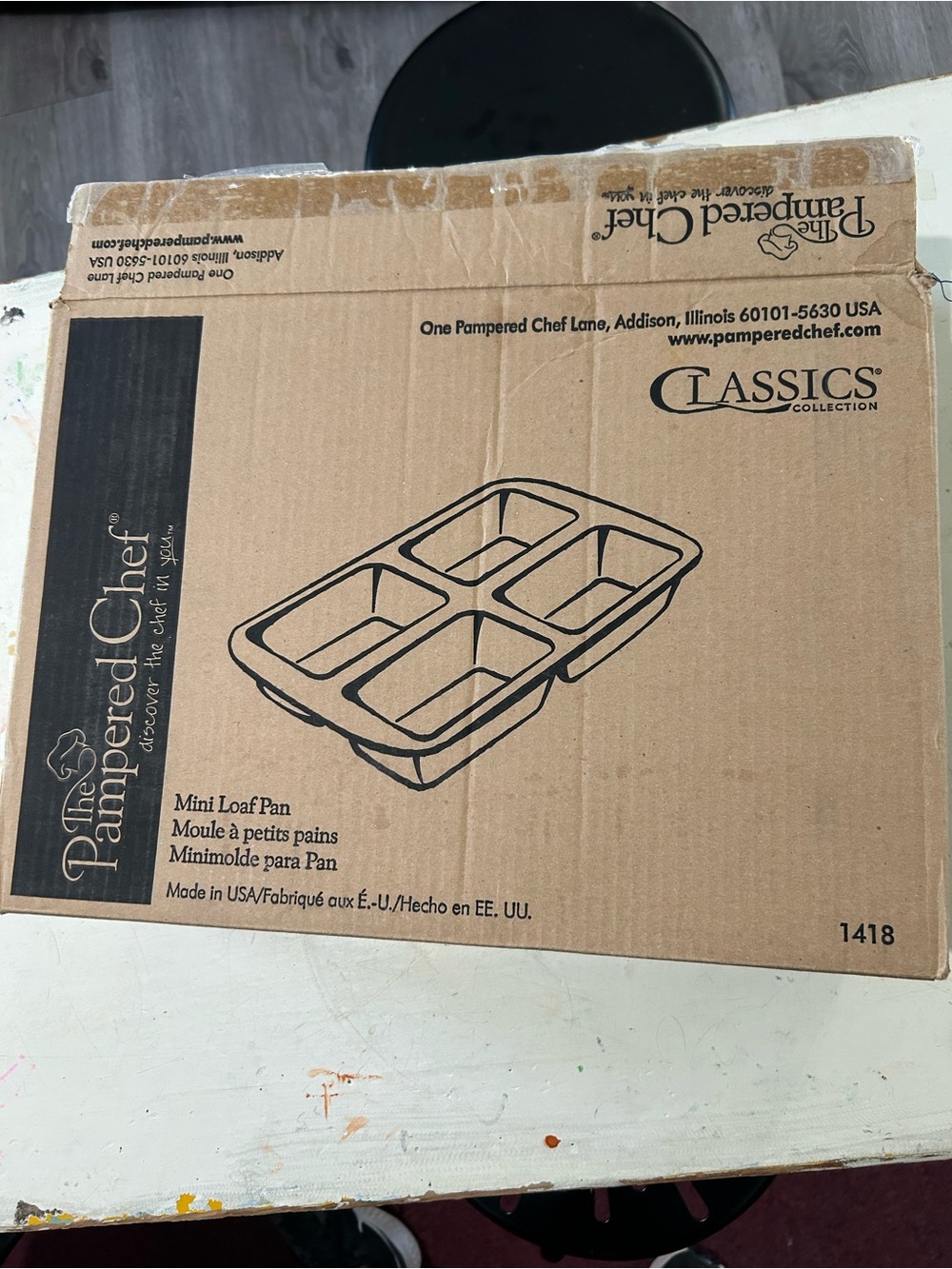 Pampered Chef Mini Loaf Pan 1418  Stoneware 4-Slot #1418